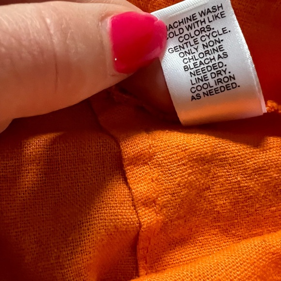 NWOT VERSONA ORANGE HIGH WAISTED LINEN BLEND FLARRED PANTS SIZE 0 S - Picture 9 of 10